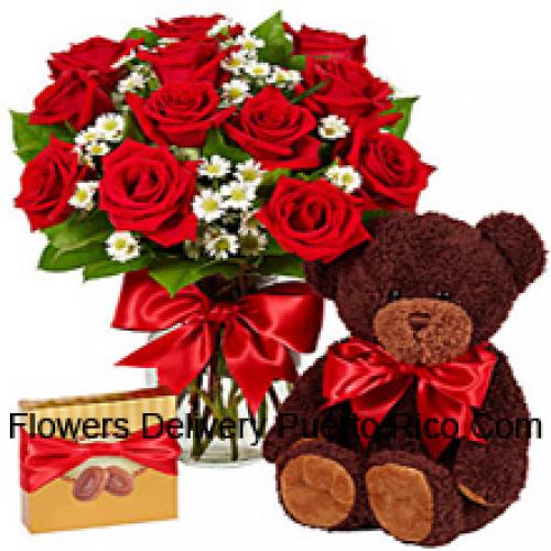 Imported Chocolates with Cute Teddy and 11 Roses