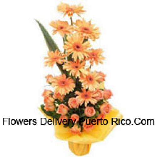 Orange Roses and Gerberas Big Basket