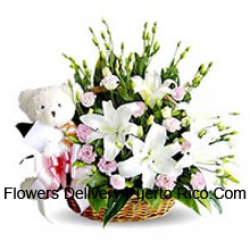 Lilies and Carnation Cute Basket