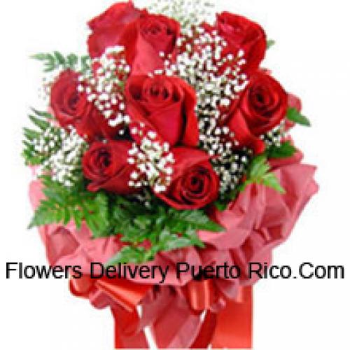 9 Wrapped Red Roses