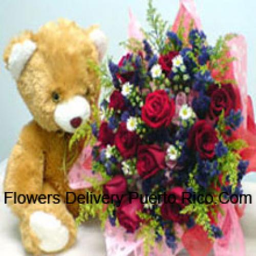 11 Red Roses with Sweet Teddy