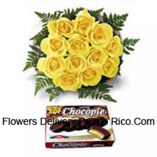 11 Beautiful Yellow Roses with Chocolate Box