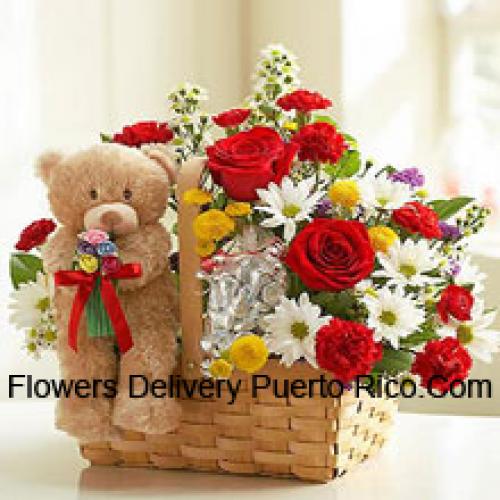 Adorable Assorted Flowers with Cute Teddy